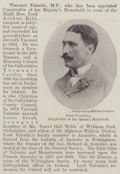 Lord Valentia, controleur van het huishouden van de koningin door English Photographer