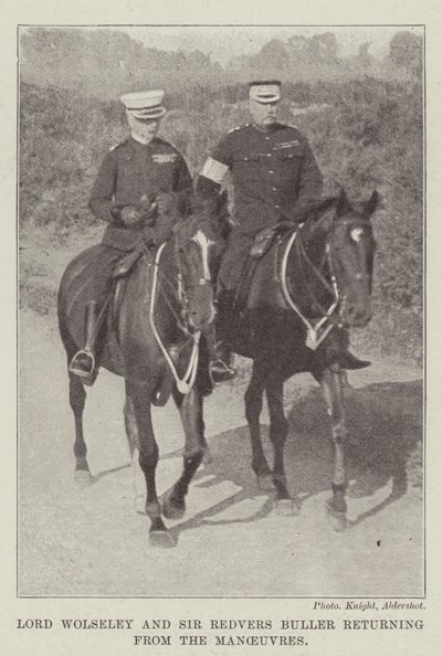 Lord Wolseley en Sir Redvers Buller terugkerend van de manoeuvres door English Photographer