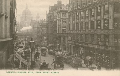 Ludgate Hill vanaf Fleet Street, Londen door English Photographer