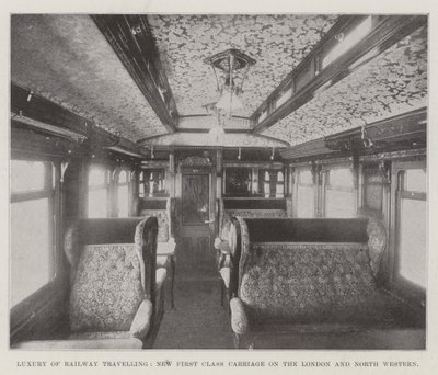 Luxe van treinreizen, nieuwe eersteklas wagon op de London and North Western door English Photographer