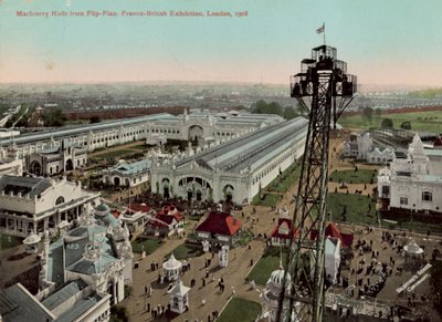 Machineriehallen vanaf Flip-Flap, The Great White City, Londen door English Photographer