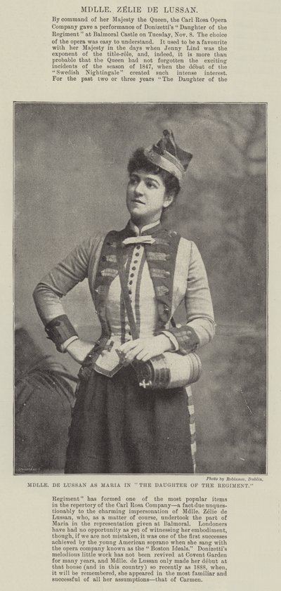 Mademoiselle de Lussan als Maria in De dochter van het regiment door English Photographer
