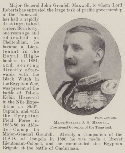 Generaal-majoor J G Maxwell, voorlopig gouverneur van de Transvaal door English Photographer