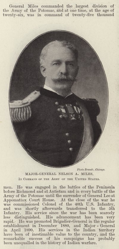 Generaal-majoor Nelson A Miles, bevelhebber van het leger van de Verenigde Staten door English Photographer