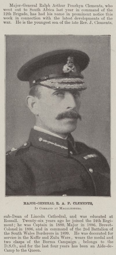 Generaal-majoor R.A.P. Clements, in bevel bij Magaliesberg door English Photographer