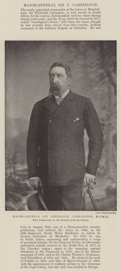 Generaal-majoor Sir Frederick Carrington, KCMG, nieuwe commandant van de strijdkrachten in Zuid-Afrika door English Photographer