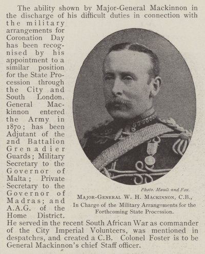 Generaal-majoor W H Mackinnon, CB, verantwoordelijk voor de militaire regelingen voor de komende staatsprocessie door English Photographer