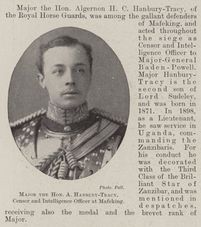 Majoor de Eerwaarde A Hanbury-Tracy, Censor en Inlichtingenofficier in Mafeking door English Photographer