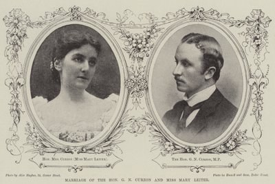Huwelijk van de Eerwaarde G N Curzon en Miss Mary Leiter door English Photographer