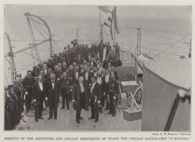 Ontmoeting van de Argentijnse en Chileense Presidenten aan Boord van het Chileense Slagschip OHiggins door English Photographer