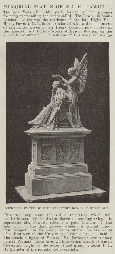 Gedenkbeeld van Mr. H Fawcett door English Photographer