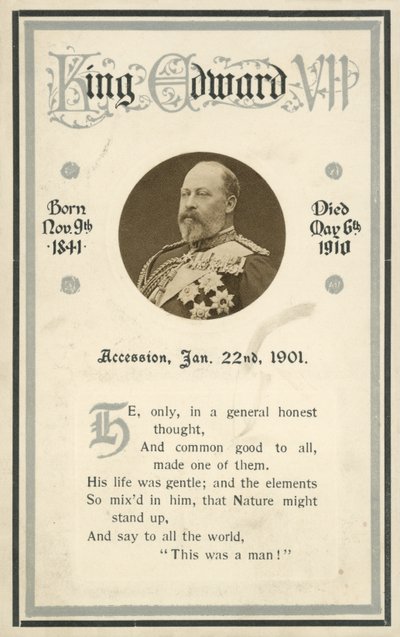 Herdenkingskaart, Koning Edward VII door English Photographer