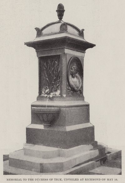 Monument voor de hertogin van Teck, onthuld in Richmond op 16 mei door English Photographer