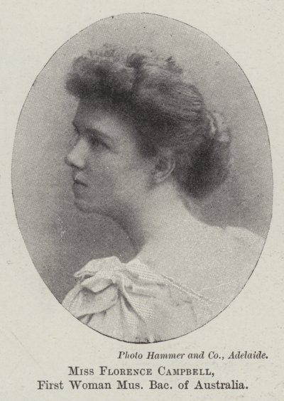 Mevrouw Florence Campbell, eerste vrouwelijke bachelor in muziek van Australië door English Photographer