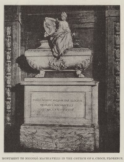 Monument voor Niccolo Machiavelli in de Kerk van S Croce, Florence door English Photographer
