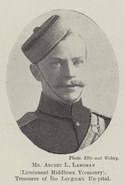 Mr Archie L Langman, luitenant Middlesex Yeomanry, penningmeester van het Langman ziekenhuis door English Photographer