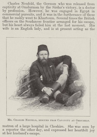 Mr Charles Neufeld, gered uit Gevangenschap in Omdurman door English Photographer