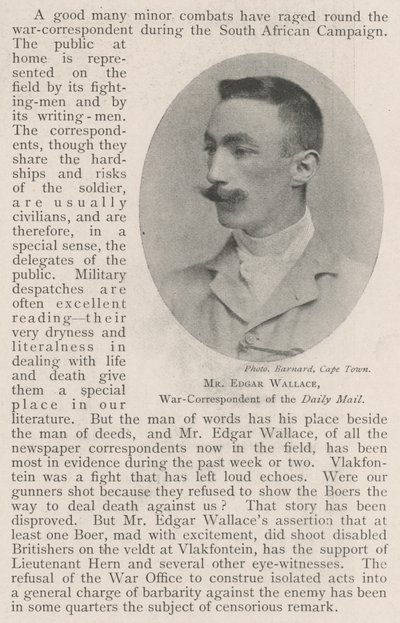 Meneer Edgar Wallace, Oorlogscorrespondent van de Daily Mail door English Photographer