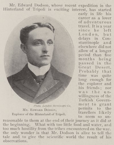 De heer Edward Dodson, ontdekkingsreiziger van het binnenland van Tripoli door English Photographer