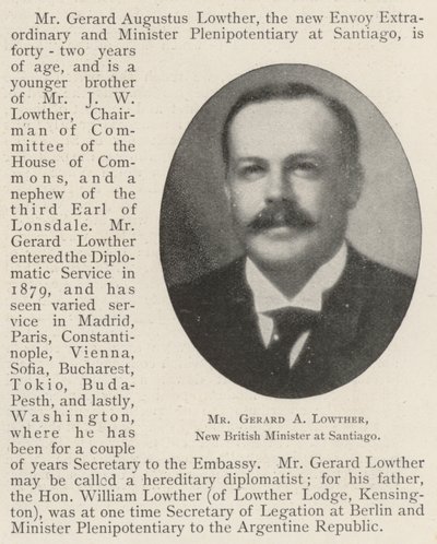 Mr Gerard A Lowther, Nieuwe Britse Minister in Santiago door English Photographer