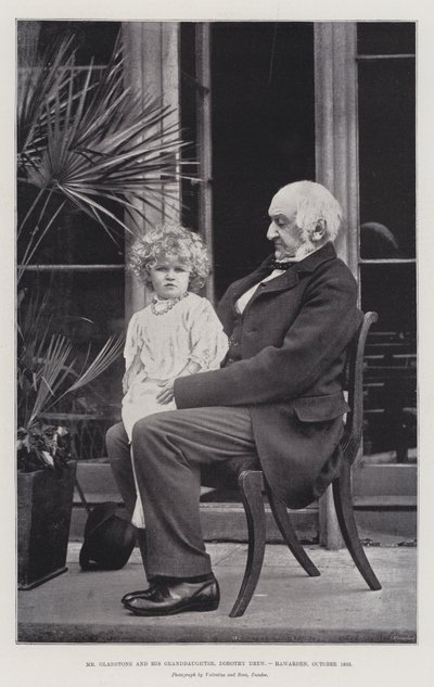 Meneer Gladstone en zijn kleindochter, Dorothy Drew, Hawarden, oktober 1893 door English Photographer