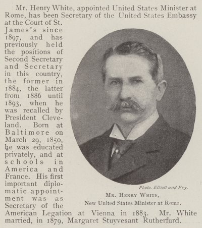 Mr Henry White, nieuwe minister van de Verenigde Staten in Rome door English Photographer
