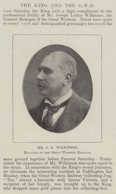 Mr J L Wilkinson, Manager van de Great Western Railway door English Photographer