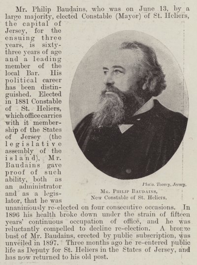 Mr Philip Baudains, nieuwe constable van St Heliers door English Photographer