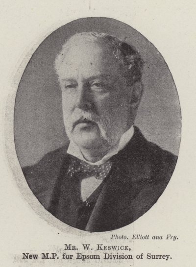 Mr W Keswick, nieuw parlementslid voor Epsom Division van Surrey door English Photographer