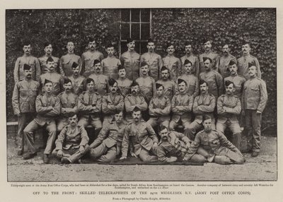 Op naar het front, bekwame telegrafisten van de 24e Middlesex Rifle Volunteers, Army Post Office Corps door English Photographer