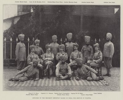Officieren van het regiment dat onlangs in India is opgericht voor dienst in Oeganda door English Photographer