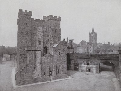 Oud kasteel, Zwarte Poort en Kathedraal, Newcastle (zw/w foto) door English Photographer