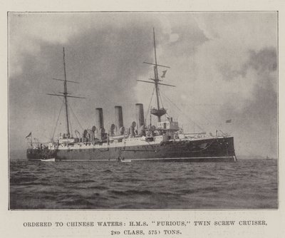 Op weg naar Chinese wateren, HMS Furious, tweeschroefkruiser, 2e klasse, 5750 ton door English Photographer