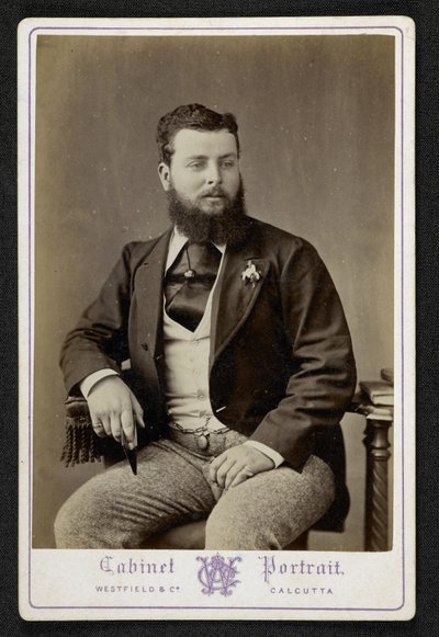 Portret van de heer Godfrey Freeman, indigo planter, Lohurria, Bihar, gefotografeerd in Calcutta (zw/w foto) door English Photographer