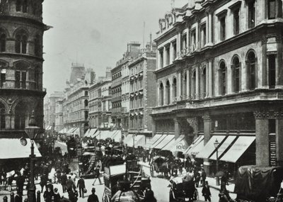 Poultry, kijkend naar het westen naar Cheapside, City of London, 1890 door English Photographer
