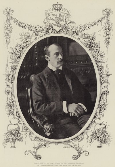 Prins Adolphus van Teck, getrouwd met Lady Margaret Grosvenor door English Photographer