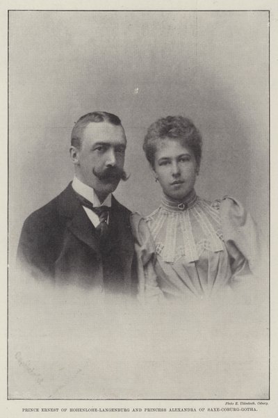 Prins Ernst van Hohenlohe-Langenburg en Prinses Alexandra van Saksen-Coburg-Gotha door English Photographer