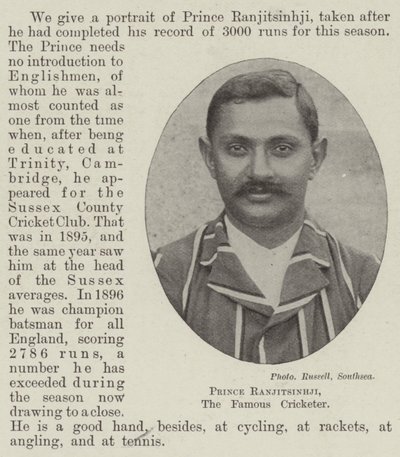 Prins Ranjitsinhji, de beroemde cricketspeler door English Photographer