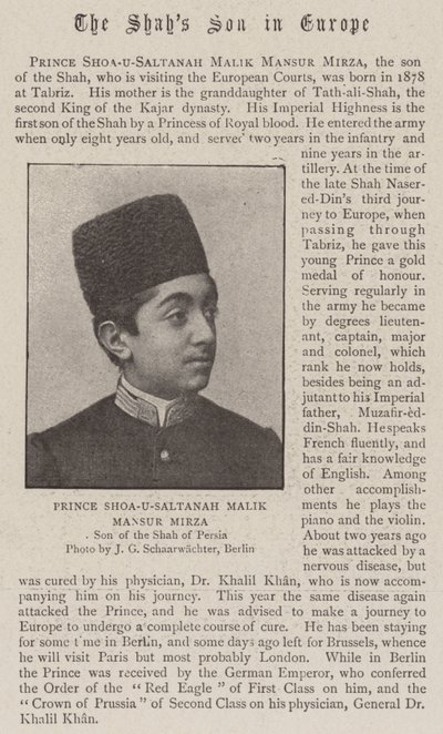 Prins Shoa-U-Saltanah Malik Mansur Mirza door English Photographer