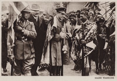 Prins van Wales met Maori krijgers, Nieuw-Zeeland door English Photographer