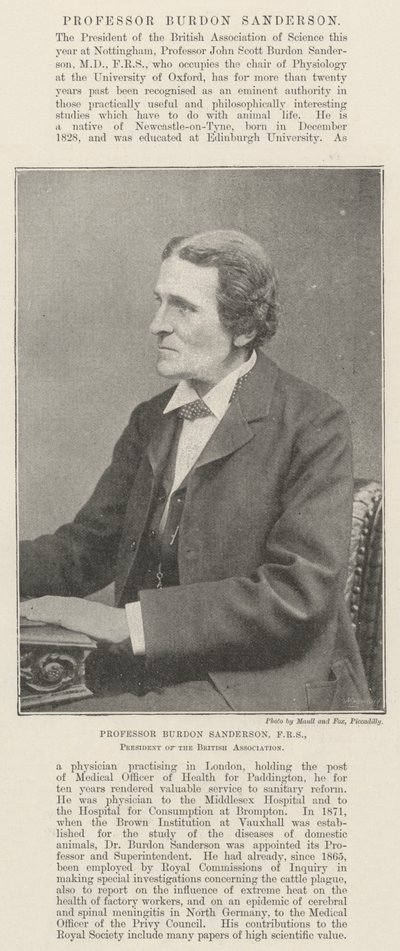 Professor Burdon Sanderson, FRS, Voorzitter van de British Association door English Photographer