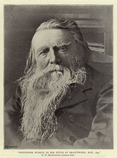 Professor Ruskin in zijn Studie in Brantwood, Mei 1894 door English Photographer