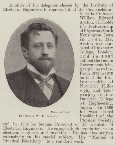 Professor W E Ayrton door English Photographer
