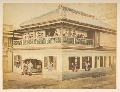 Prostituees in het Shinpuro-bordeel, Takashima-cho, Yokohama, Fotograaf: Stillfried, Raimund von Lucas Collectie: Fotografisch verslag van de wereldreis van Charles James en Morton P, Lucas door English Photographer