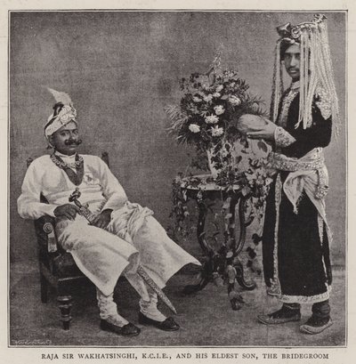 Raja Sir Wakhatsinghi, KCIE, en zijn oudste zoon, de bruidegom door English Photographer