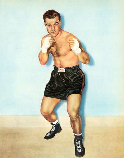 Rocky Marciano, zwaargewicht bokskampioen van de wereld, ongeslagen in achtenveertig professionele gevechten door English Photographer