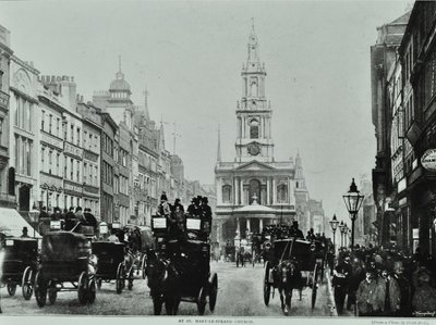 Saint Mary-le-Strand, Strand, Westminster: oostwaarts naar Saint Mary-le-Strand, 1895 door English Photographer