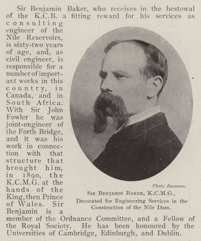 Sir Benjamin Baker, KCMG, onderscheiden voor ingenieursdiensten bij de bouw van de Nijl-dam door English Photographer