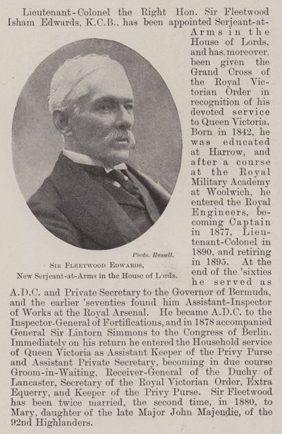 Sir Fleetwood Edwards, nieuwe Serjeant-at-Arms in het House of Lords door English Photographer