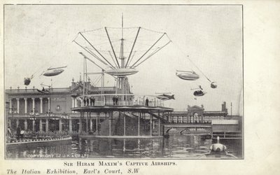 Sir Hiram Maxims gevangen luchtschepen op de Italiaanse Tentoonstelling, gehouden in 1904 in Earls Court in Londen door English Photographer